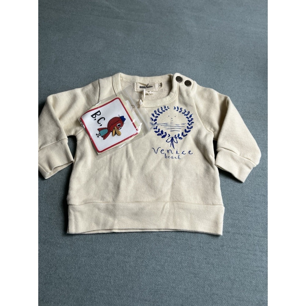 Bobo Choses Baby Cream Venice Beach Organic Cotton Sweatshirt 3-6 Months NWT